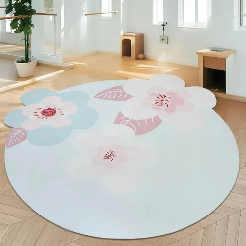 Miniatura 11 de ABREEZE Esterilla de meditación de flores grandes irregulares antideslizante redonda Pilates Yoga Mat de goma natural con superficie de gamuza