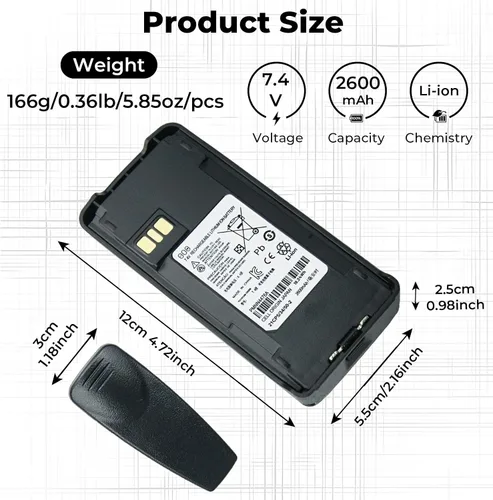 Miniatura 7 de 7.4V 2600mAh Li-ion PMNN476A Batería de repuesto para Motorola CP1200 CP1300 CP1600 CP1660 CP185 EP350 XiR C1200 Radio bidireccional