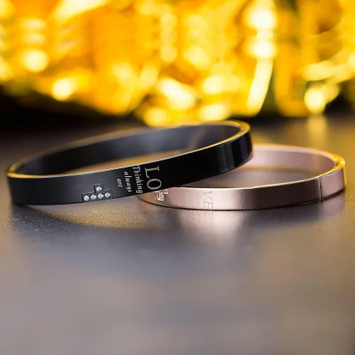 Miniatura 5 de Wolentty Pulseras a juego para él y para ella, de acero inoxidable, para parejas, regalos para hombres y mujeres, Acero inoxidable, Circonita cúbica