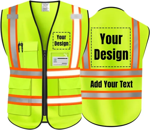 Miniatura 15 de Chaleco de Seguridad Reflectante de Alta Visibilidad Personalizable con Logo y 5 Bolsillos Hi Vis Chaleco Ropa de Trabajo Protectora para Exteriores