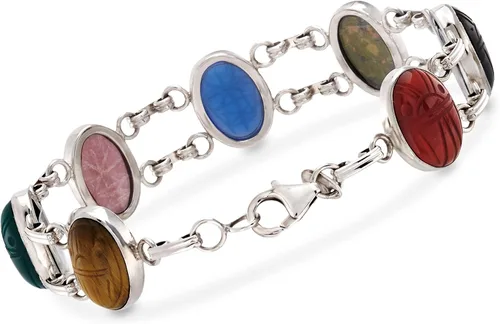 Miniatura 3 de Ross-Simons Multi-Stone Scarab Bracelet in Sterling Silver