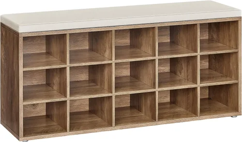 Miniatura 16 de VASAGLE - Colección CUSTOS - Banco para zapatos, banco de almacenamiento con asiento acolchado, banco de entrada con 10 compartimentos