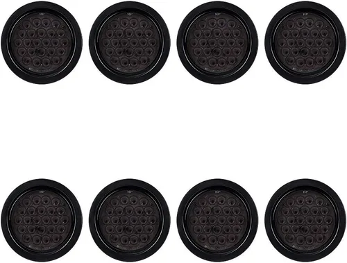 Miniatura 18 de Astra Depot Luz trasera redonda roja de 4 pulgadas, 12 luces LED para remolque, impermeable, lámpara trasera de freno con juntas de goma con ojales