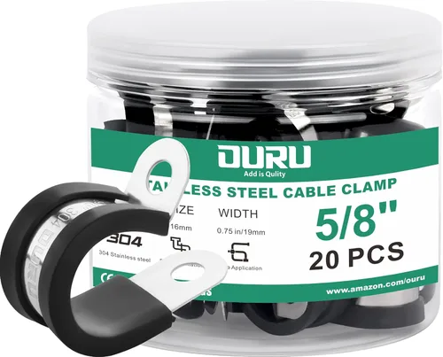 Miniatura 8 de OURU 15 piezas de abrazaderas de cable de acero inoxidable de 1-1/4 pulgadas, abrazaderas de cable con revestimiento de goma y cojín aisladas