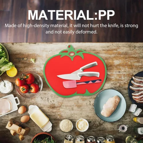 Miniatura 7 de Kichvoe Tabla de cortar con forma de tomate – Tabla de cortar alimentos de cocina de plástico para verduras, frutas, queso, carne Tapete de corte