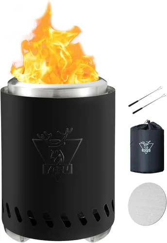 Miniatura 12 de YEFU Hoguera de mesa portátil: estufa de bajo humo para exteriores y patio, fogata de mesa de combustión segura alimentada por pellets y madera