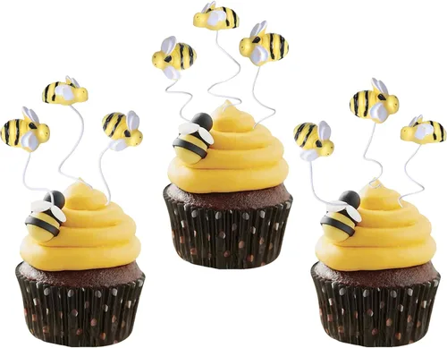 30 piezas de adornos para cupcakes de abejorro, pequeñas figuritas de resina, adornos para pasteles de abeja, Oh Babee, decoraciones para pasteles