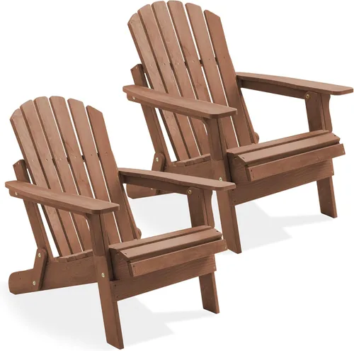 Miniatura 12 de Casafield Silla Adirondack plegable de gran tamaño, madera de cedro para exteriores, para patio, terraza, patio, césped y jardín, parcialmente Beige