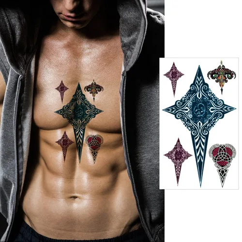 Miniatura 5 de Tatuajes grandes falsos temporales para hombres, mujeres y adolescentes, VIWIEU 3D realista para niñas, tatuajes temporales, 5 hojas, tatuajes