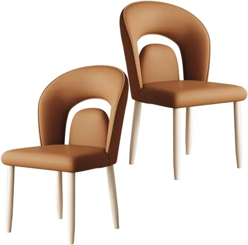 Miniatura 9 de YVYKFZD Leather Dining Chairs, Kitchen Chairs Set with Curved Back, Upholstered Dining Room Chair, Armless Comfy Side Chair, for Living Room
