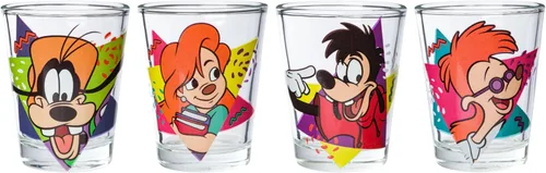 Miniatura 2 de Silver Buffalo Disney Una película Goofy - Juego de 4 mini vasos con personajes de Goofy, Max Goof, Roxanne y Bobby Zimuruski, 1.5 onzas