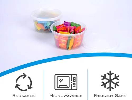 Miniatura 3 de EDI [12 onzas, 50 juegos] Contenedores de plástico para almacenar alimentos con tapas herméticas Apto para microondas, congelador, lavavajillas