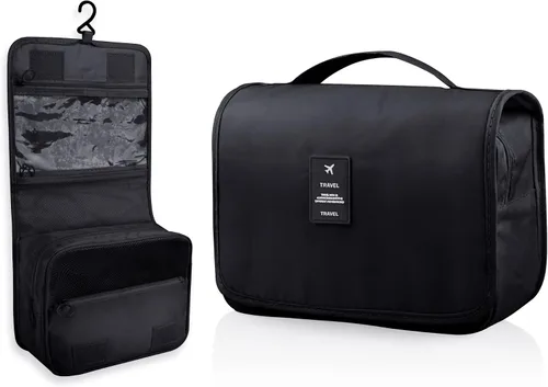 Miniatura 10 de Neceser colgante, organizador de viaje de gran capacidad para artículos de tocador, tela Oxford impermeable, bolsa de cosméticos de viaje con gancho