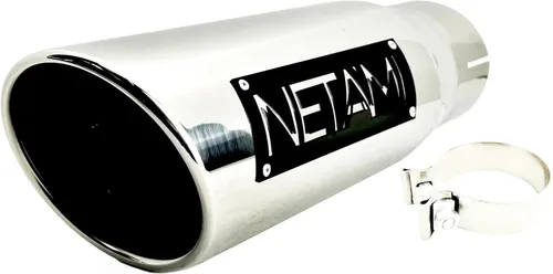Miniatura 2 de NETAMI Punta de escape diésel de 4" a 5" de salida de acero inoxidable con borde enrollado cromado pulido