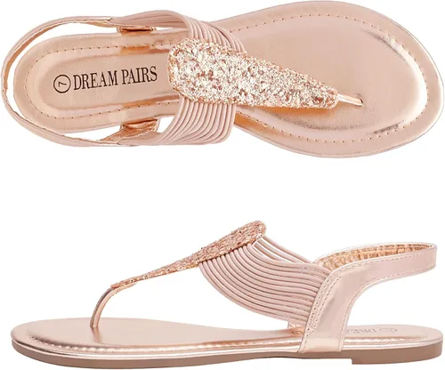 Miniatura 2 de DREAM PAIRS Sandalias estilo gladiador de tiras elásticas para mujer para el verano