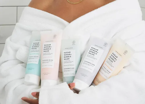 Miniatura 4 de VOESH Exfoliante de azúcar + lavado de burbujas, exfoliante corporal y gel de baño, Blossom Bliss, exfoliante para el cuero cabelludo, cuidado