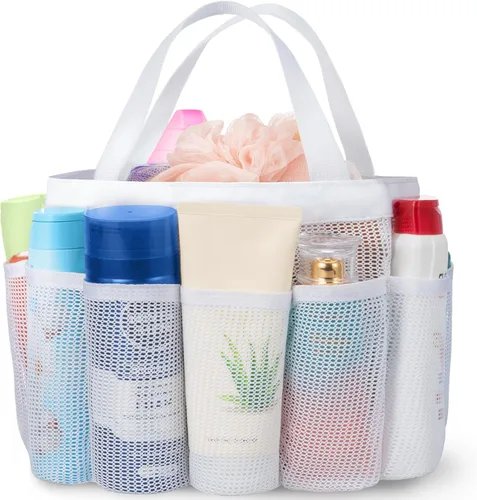 Miniatura 15 de Lifewit Organizador de ducha de malla portátil para dormitorio universitario con 7 bolsillos, cesta organizadora colgante independiente, bolsa