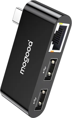 MOGOOD Adaptador USB C a Ethernet, adaptador Gigabit Ethernet tipo C, 3 en 1 USB C (compatible con Thunderbolt 4/3) a RJ45 LAN Network Dongle para