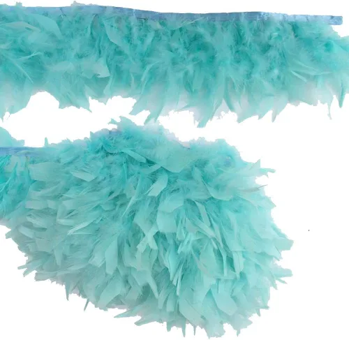 Miniatura 7 de MELADY 2 yardas de plumas de pavo con flecos, vestido de moda, costura, manualidades, disfraces, decoración (negro)