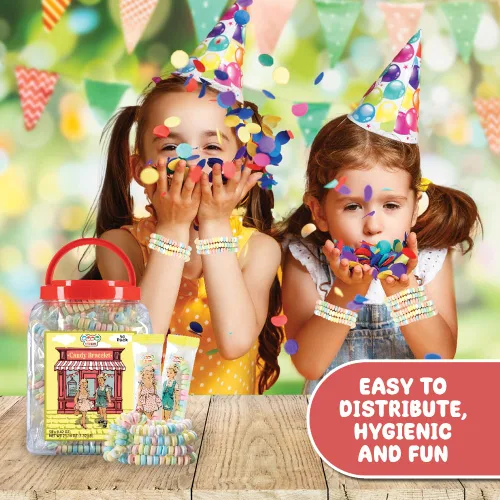 Miniatura 7 de 50 pulseras de dulces envueltas individualmente, joyas de caramelo pastel para bufé, rellenos de bolsas de golosinas, recuerdo de fiesta de Barbie