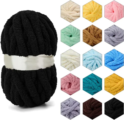 Miniatura 19 de ERLYEEN Hilo de Chenilla Grueso Súper Voluminoso Suave Espeso Esponjoso Jumbo Gigante Lavable Hilo Grande de Poliéster DIY para Manta de Tejido a