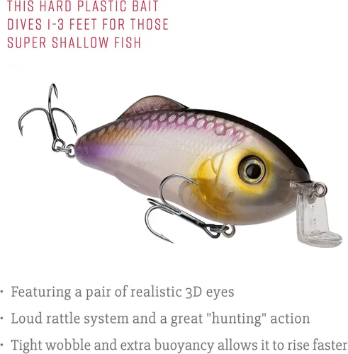 Miniatura 4 de Strike King Hybrid Hunter Shallow Jr. Señuelo de pesca, crankbait de buceo poco profundo, pico de 90 grados, ojos 3D, sonajero fuerte, se sumerge