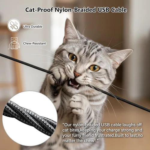 Miniatura 6 de Cable de carga rápida de nailon trenzado USB A a USB C de 3 pies, compatible con iPhone 17/17 Pro/16e/16 Plus/15 Pro/15, Samsung Galaxy
