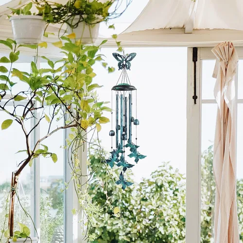 Miniatura 4 de Campanillas de viento de mariposa para exteriores, tubos de aluminio grandes, decoraciones al aire libre para patio, jardín, porche, campanas