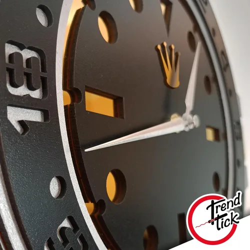 Miniatura 7 de Reloj de Pared Hecho a Mano con Temática de Rolex con Apariencia de Reloj de Pulsera, Reloj Analógico Grande y Silencioso, Reloj de Madera Grande