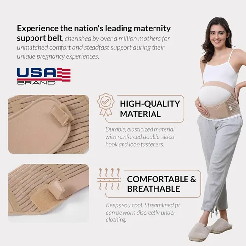 Miniatura 22 de NeoTech Care Cinturón de maternidad para embarazo, soporte para espalda, abdomen, cintura, pelvis (talla L, color marfil)