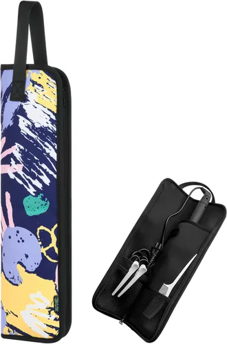 Miniatura 11 de Beautyflier Funda de viaje universal para rizador, lona resistente al calor y soporte para plancha plana, funda de viaje, soporte para rizador