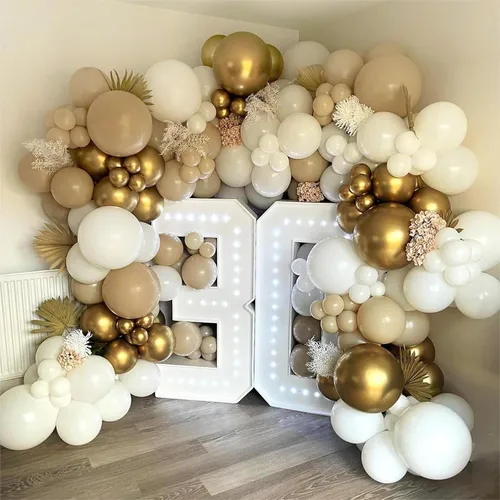Miniatura 4 de FOTIOMRG - Kit de guirnalda de arco de globos blancos de 110 piezas, globos de látex blancos de 18, 12, 10, 5 pulgadas de diferentes tamaños
