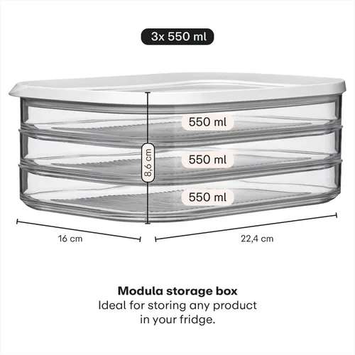 Miniatura 8 de Mepal Modula - Caja redonda apilable para almacenamiento de alimentos, 3 compartimentos con 1 tapa universal transparente enmarcada, ideal