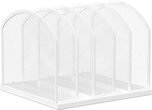 Miniatura 11 de Gawerk Organizador de escritorio vertical de 5 secciones, organizador de carpetas de malla de 5 secciones para oficina, hogar y aula (1, negro)