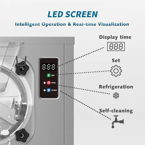 Miniatura 6 de Máquina comercial para hacer helados duros, 1400 W, 110 V, 3 a 4 galones por hora, máquina de helado de gelato con panel LED de limpieza automática