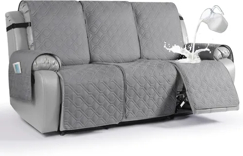 Miniatura 39 de VANSOFY Funda impermeable para sofá reclinable, lavable, funda para sofá reclinable de 1 pieza, protector de muebles con correas elásticas, bolsillo