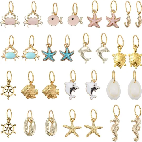 Miniatura 23 de NBEADS 20 piezas marcadores redondos de punto con anillo de animales, marcadores de punto de ganchillo esmaltados de aleación, cierre de acero