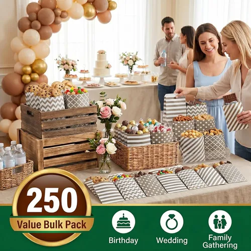 Miniatura 2 de Foraineam 250 bolsas de papel para galletas, bolsas de papel de 5.1 x 7.1 pulgadas, bolsa de dulces segura para alimentos, bolsa pequeña