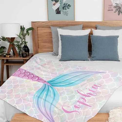 Miniatura 96 de Artsadd Manta de bebé personalizada para niños y niñas con nombre, manta personalizada con nombre de bebé con patrón de unicornio, manta