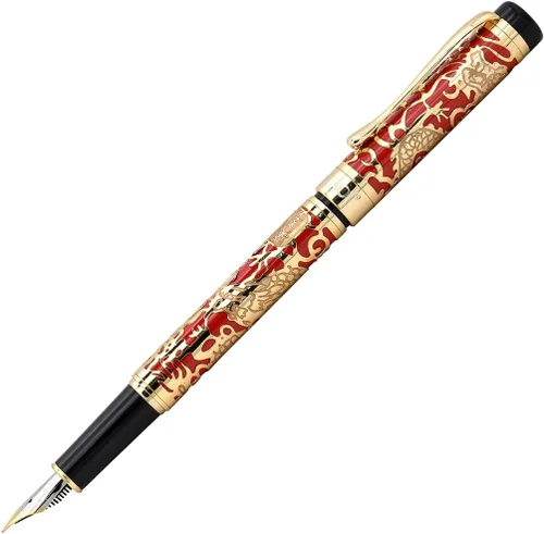 Miniatura 7 de Ancient Silver Jinhao Dragon - Juego de plumas estilográficas ejecutivas de punta fina, colección de bolígrafos vintage, bolígrafo de negocios