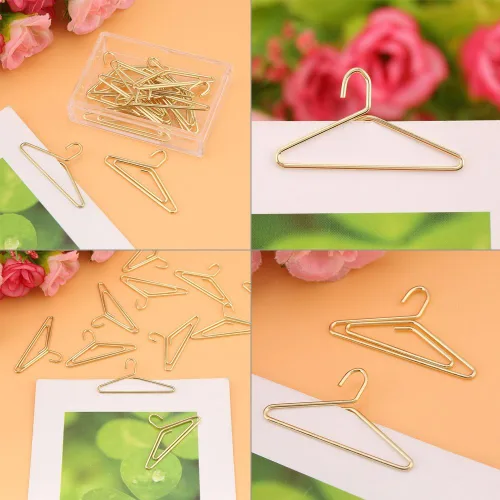 Miniatura 4 de 12 clips de papel con forma de colgador, marcapáginas de alambre de metal, clip organizador de documentos, suministros de papelería para oficina