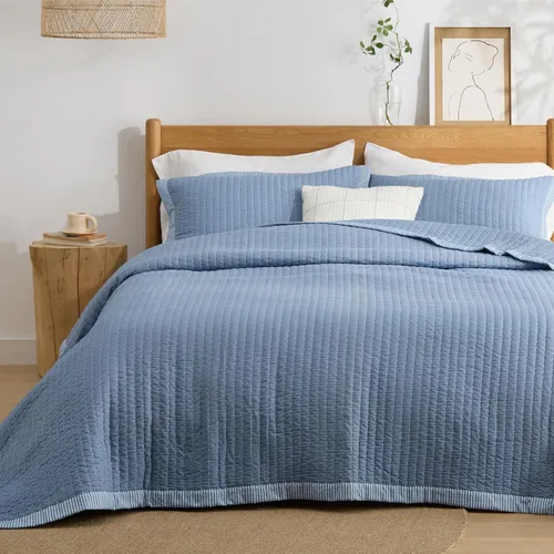 Miniatura 21 de Bedsure Colchas para niños tamaño individual – Juego de ropa de cama individual, edredón de edredón ligero a rayas neutrales, juego de 2 piezas