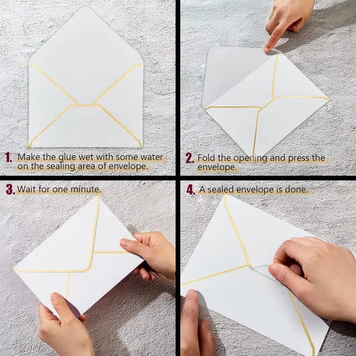 Miniatura 5 de 50 sobres blancos de 5 x 7 pulgadas, sobres de invitación tamaño A7, sobres para tarjetas de correo con solapa en V, sobres de sellado rápido