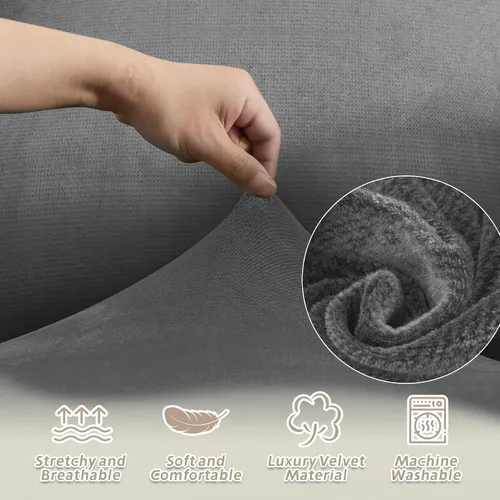 Miniatura 25 de Arfntevss Fundas de sofá seccional reclinable de terciopelo, Funda de sofá seccional de esquina para sofá reclinable, Funda elástica suave