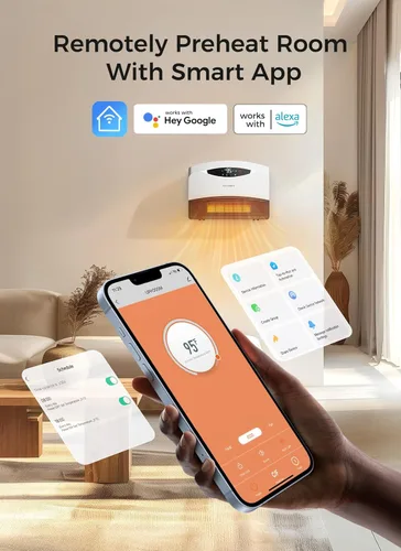Miniatura 3 de GiveBest Calentador de pared inteligente, calentadores eléctricos PTC de 1500 W para uso en interiores, termostato ajustable, control remoto, Blanco