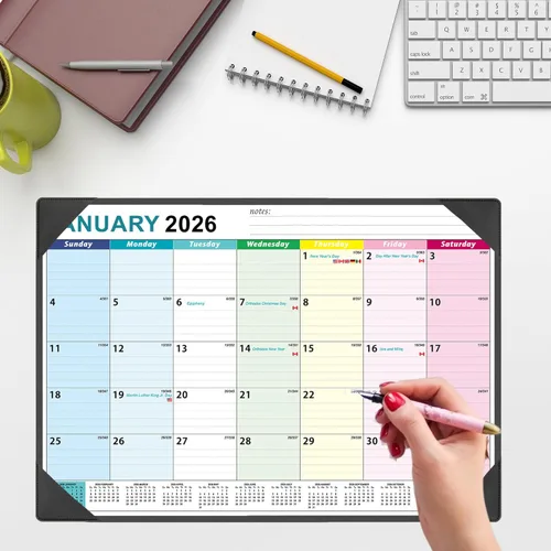 Miniatura 5 de Calendario de escritorio grande 2026-2027 de 17'' x 22'' con tapete de escritorio, calendario de escritorio de 18 meses de enero de 2026 a junio