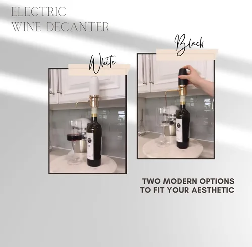 Miniatura 6 de Sip & Shimmer Aireador de vino eléctrico, aireador moderno, dispensador de vino eléctrico, vertedor de vino negro y dorado, bomba de vino