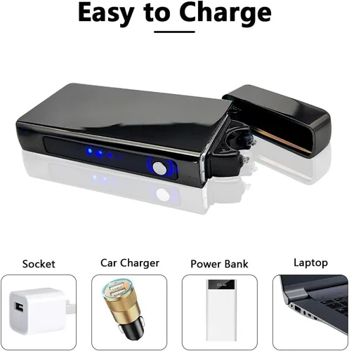 Miniatura 3 de Encendedores de plasma Encendedores de arco Encendedores eléctricos, encendedor recargable USB (negro)