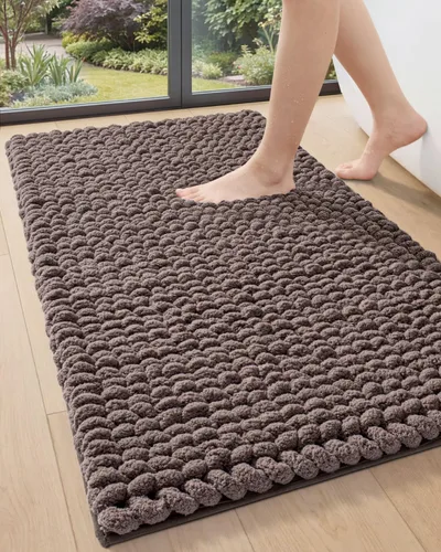 Miniatura 11 de DEXI Alfombrillas de baño para el baño 16x24, alfombra de baño antideslizante lavable, alfombrilla de baño de chenilla gruesa y suave absorbente