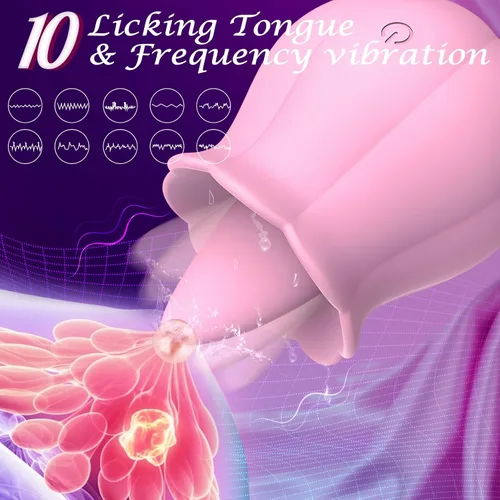 Miniatura 2 de Juguetes Sexuales Vibrador Dildo Rosa, Juguete para Adultos con 10 Velocidades de Vibración para Mujeres Clítoris Pezón, Juguete Sexual de Lengua
